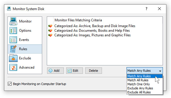 DiskPulse Disk Change Monitor File Types