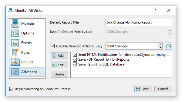 DiskPulse Disk Change Monitor E-Mail PDF Report